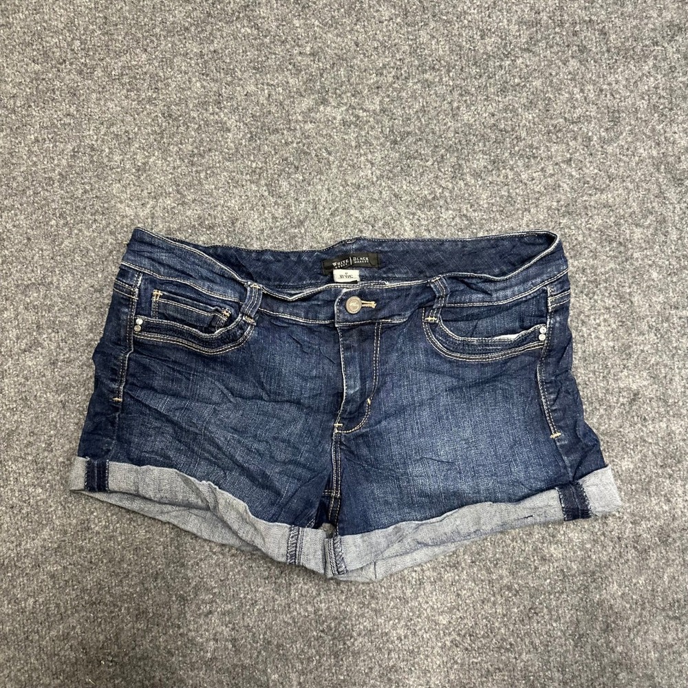 White House Black Market Shorts Womens Size 6 Dark Wash Cuffed Denim Rhinestone